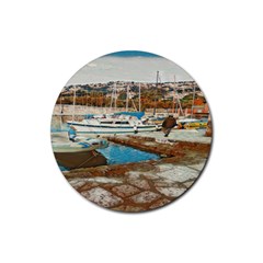 Alone On Gardasee, Italy  Rubber Coaster (round) by ConteMonfrey