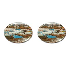 Alone On Gardasee, Italy  Cufflinks (oval) by ConteMonfrey