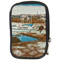 Alone On Gardasee, Italy  Compact Camera Leather Case by ConteMonfrey