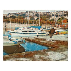 Alone On Gardasee, Italy  Premium Plush Fleece Blanket (large) by ConteMonfrey