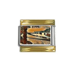 End Of The Day On The Lake Garda, Italy  Gold Trim Italian Charm (9mm) by ConteMonfrey