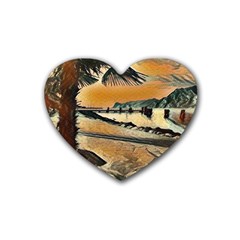 End Of The Day On The Lake Garda, Italy  Rubber Heart Coaster (4 Pack) by ConteMonfrey