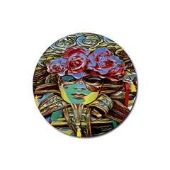 Carnival Mask - Venetian Mask - Italy Vintage Rubber Coaster (round) by ConteMonfrey