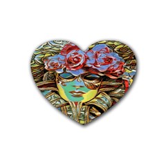 Carnival Mask - Venetian Mask - Italy Vintage Rubber Heart Coaster (4 Pack) by ConteMonfrey