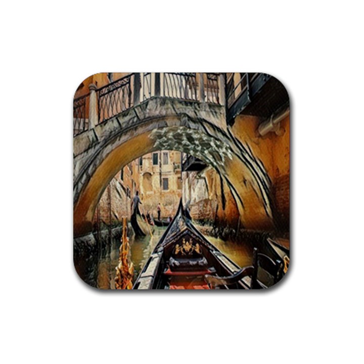 Art Venice Channel Rubber Coaster (Square)