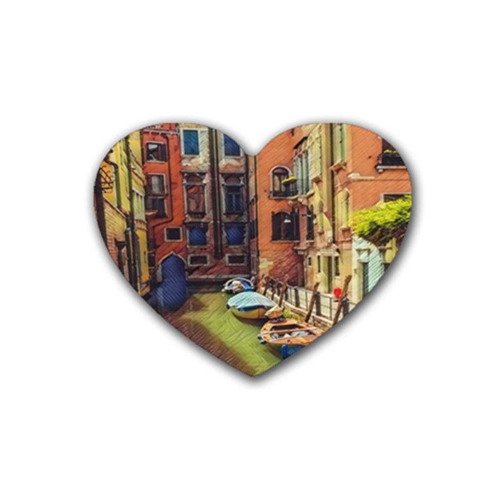 Venice Canals Art - Copy Venice Canals Art Rubber Coaster (Heart)