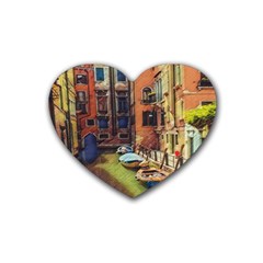 Venice Canals Art - Copy Venice Canals Art Rubber Heart Coaster (4 Pack) by ConteMonfrey