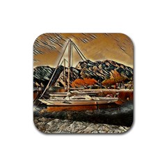 Art Boats Garda, Italy  Rubber Coaster (square) by ConteMonfrey