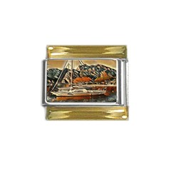 Art Boats Garda, Italy  Gold Trim Italian Charm (9mm) by ConteMonfrey