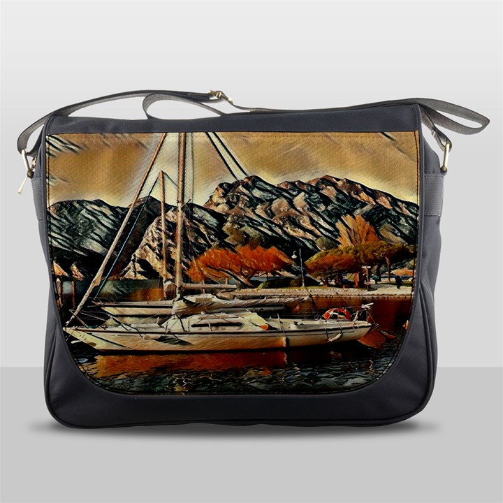 Art boats Garda, Italy. Messenger Bag