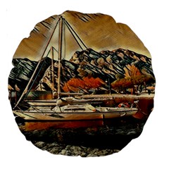 Art Boats Garda, Italy  Large 18  Premium Round Cushions by ConteMonfrey