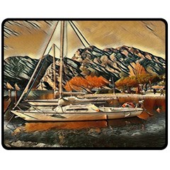 Art Boats Garda, Italy  Fleece Blanket (medium) by ConteMonfrey