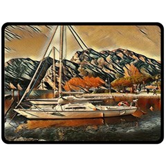 Art Boats Garda, Italy  Fleece Blanket (large) by ConteMonfrey