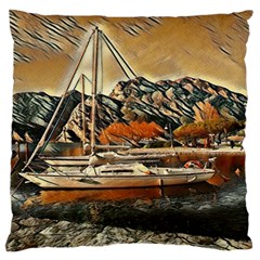 Art Boats Garda, Italy  Large Premium Plush Fleece Cushion Case (two Sides) by ConteMonfrey