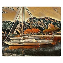 Art Boats Garda, Italy  Premium Plush Fleece Blanket (small) by ConteMonfrey