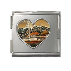 Art Boats Garda, Italy  Mega Link Heart Italian Charm (18mm)