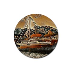 Art Boats Garda, Italy  Rubber Round Coaster (4 Pack) by ConteMonfrey