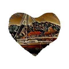 Art Boats Garda, Italy  Standard 16  Premium Flano Heart Shape Cushions by ConteMonfrey