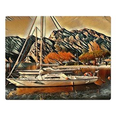 Art Boats Garda, Italy  One Side Premium Plush Fleece Blanket (large) by ConteMonfrey