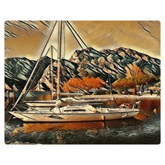 Art Boats Garda, Italy  One Side Premium Plush Fleece Blanket (medium)