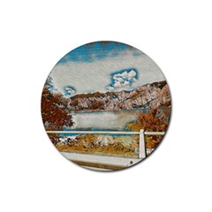 Side Way To Lake Garda, Italy  Rubber Round Coaster (4 Pack) by ConteMonfrey