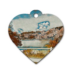 Side Way To Lake Garda, Italy  Dog Tag Heart (one Side) by ConteMonfrey