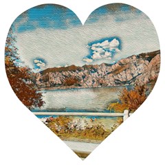 Side Way To Lake Garda, Italy  Wooden Puzzle Heart by ConteMonfrey