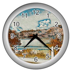 Side Way To Lake Garda, Italy  Wall Clock (silver) by ConteMonfrey