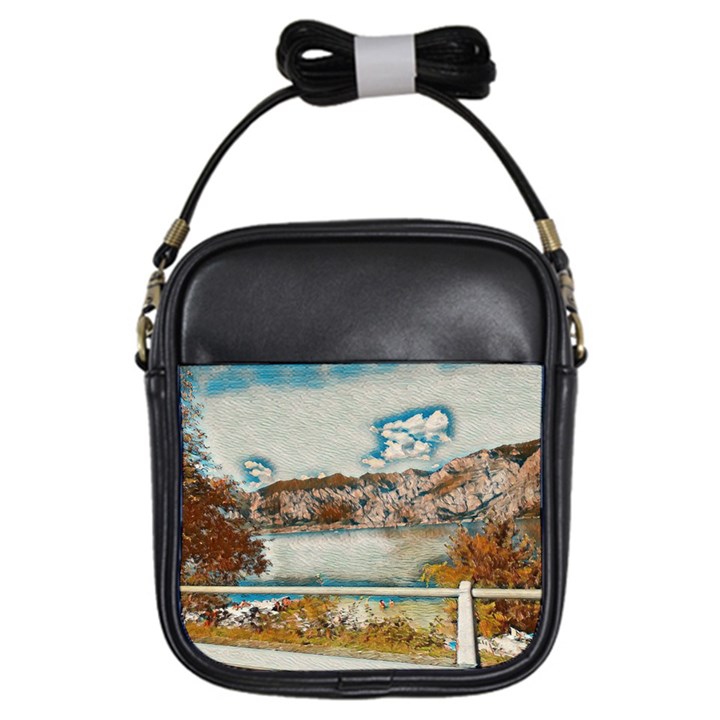 Side way to Lake Garda, Italy. Girls Sling Bag