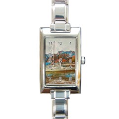 Boats On Lake Garda, Italy  Rectangle Italian Charm Watch by ConteMonfrey