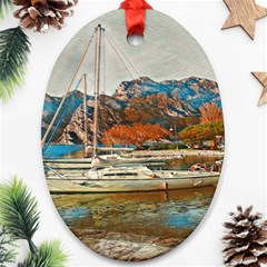 Boats On Lake Garda, Italy  Ornament (oval) by ConteMonfrey