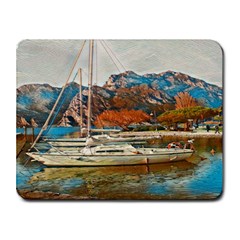 Boats On Lake Garda, Italy  Small Mousepad by ConteMonfrey