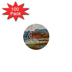 Boats On Lake Garda, Italy  1  Mini Buttons (100 Pack)  by ConteMonfrey