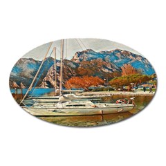 Boats On Lake Garda, Italy  Oval Magnet by ConteMonfrey