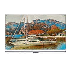 Boats On Lake Garda, Italy  Business Card Holder by ConteMonfrey