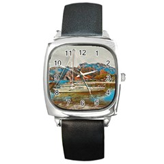 Boats On Lake Garda, Italy  Square Metal Watch by ConteMonfrey