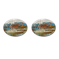 Boats On Lake Garda, Italy  Cufflinks (oval) by ConteMonfrey