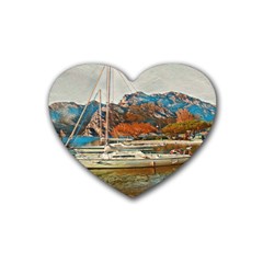 Boats On Lake Garda, Italy  Rubber Coaster (heart) by ConteMonfrey