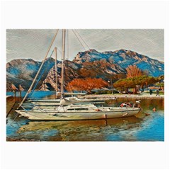 Boats On Lake Garda, Italy  Large Glasses Cloth (2 Sides) by ConteMonfrey