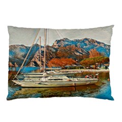 Boats On Lake Garda, Italy  Pillow Case by ConteMonfrey