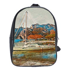 Boats On Lake Garda, Italy  School Bag (large) by ConteMonfrey