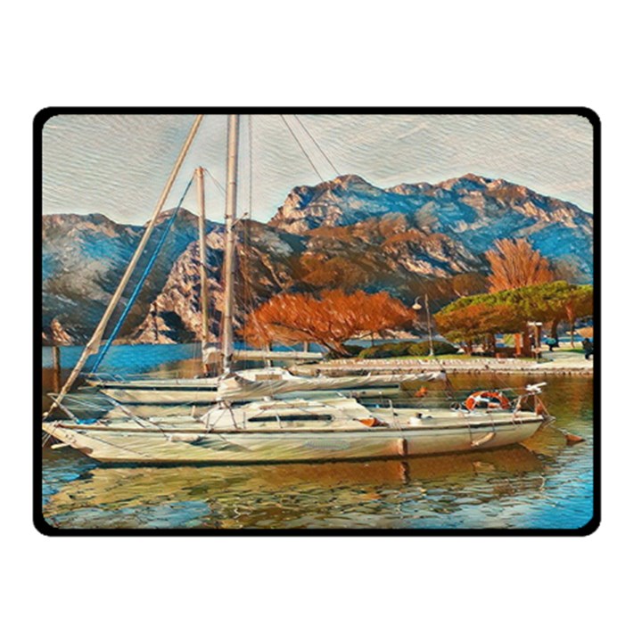 Boats on Lake Garda, Italy. One Side Fleece Blanket (Small)