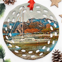 Boats On Lake Garda, Italy  Ornament (round Filigree) by ConteMonfrey