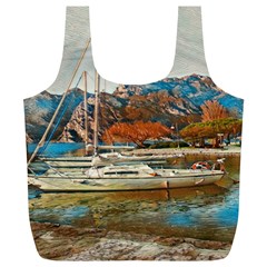 Boats On Lake Garda, Italy  Full Print Recycle Bag (xl) by ConteMonfrey