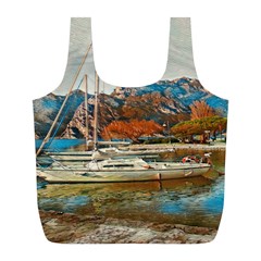 Boats On Lake Garda, Italy  Full Print Recycle Bag (l) by ConteMonfrey