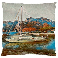 Boats On Lake Garda, Italy  Standard Premium Plush Fleece Cushion Case (one Side) by ConteMonfrey