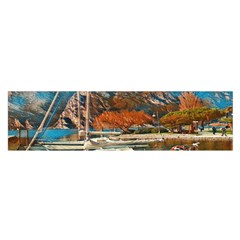 Boats On Lake Garda, Italy  Oblong Satin Scarf (16  X 60 ) by ConteMonfrey