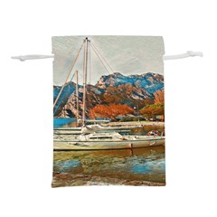 Boats On Lake Garda, Italy  Lightweight Drawstring Pouch (s) by ConteMonfrey