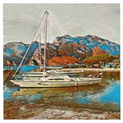 Boats On Lake Garda, Italy  Wooden Puzzle Square by ConteMonfrey