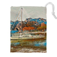 Boats On Lake Garda, Italy  Drawstring Pouch (5xl) by ConteMonfrey